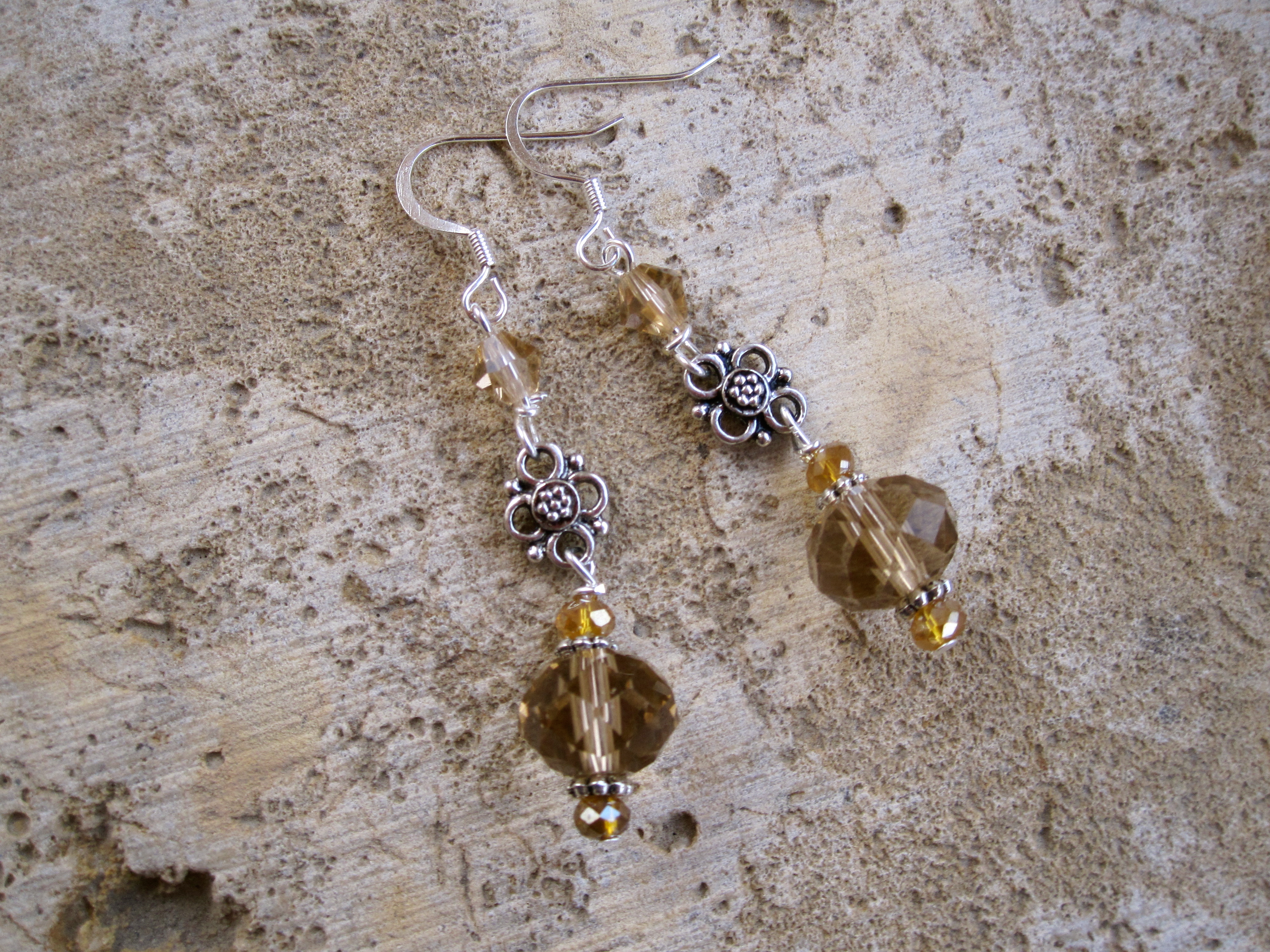Tan and Silver Earrings