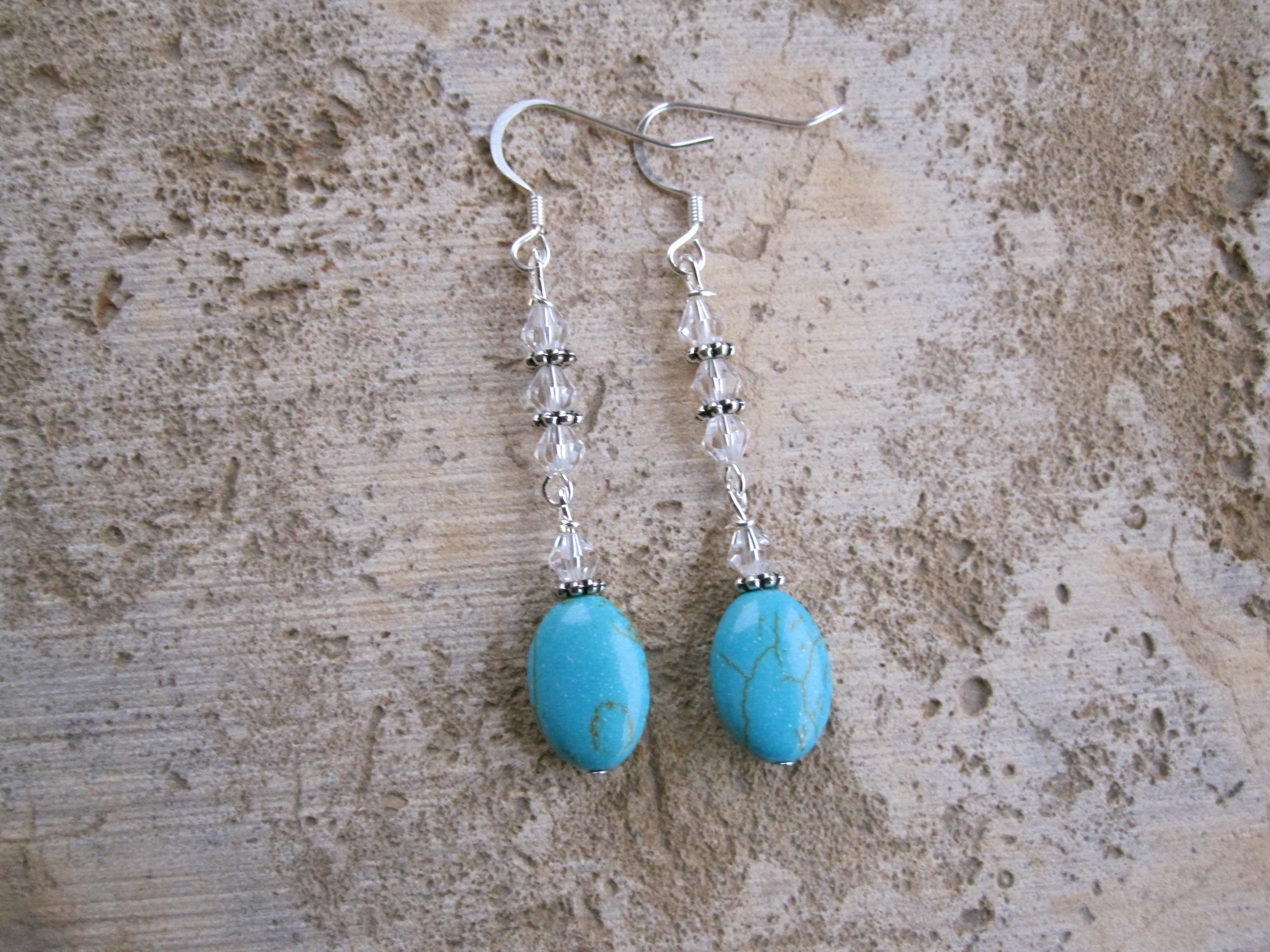 Turquoise Crystal Dangle Earrings