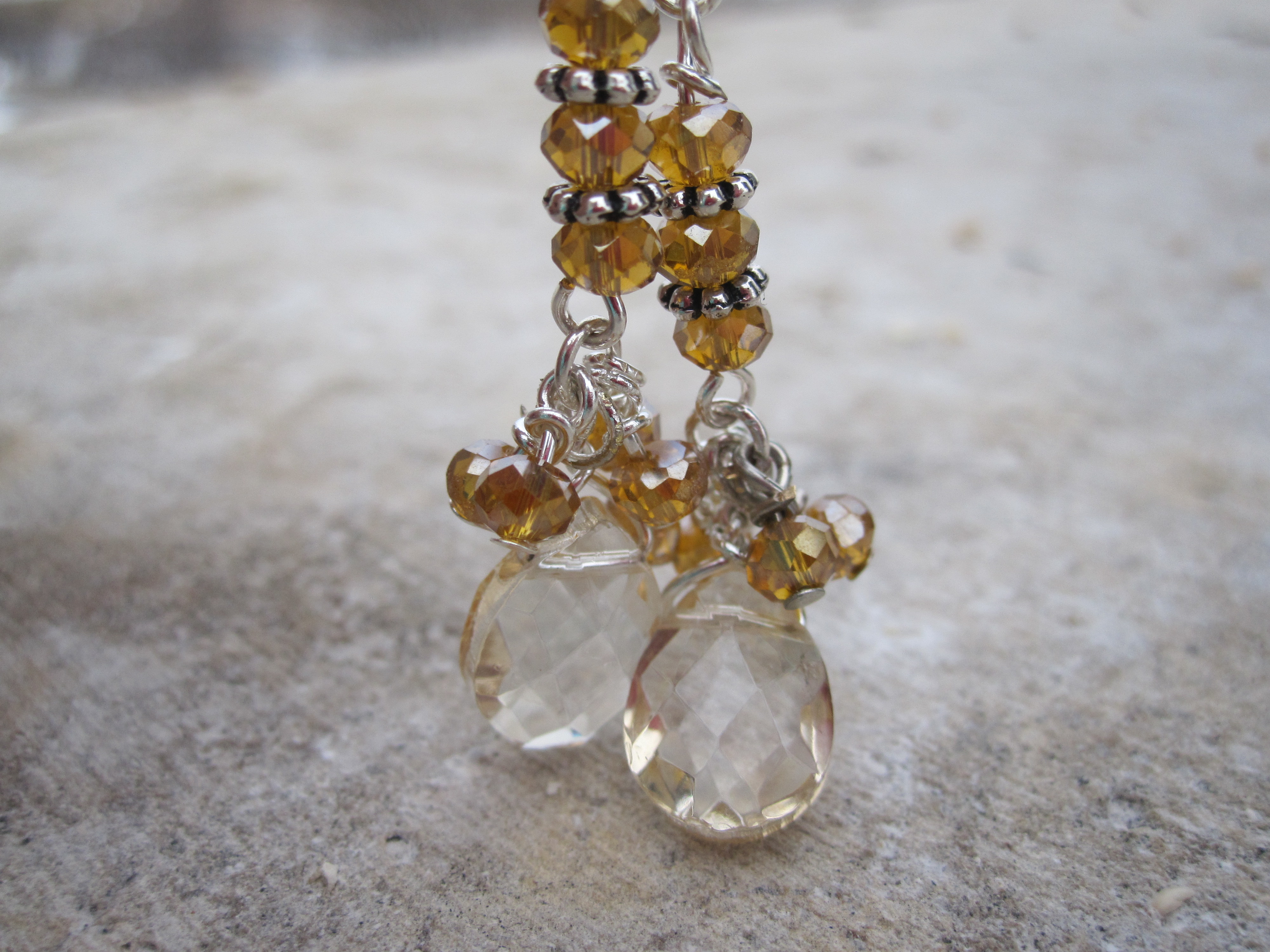 Tan Crystal Earrings