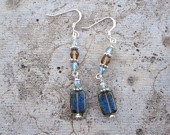 Blue and Brown Crystal Earrings