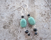 Turquoise and Black Crystal Earrings
